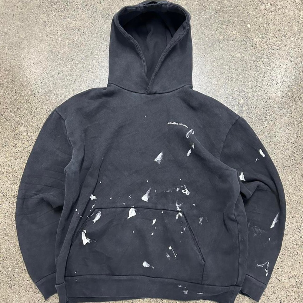 Maniere De Voir Paint Splatter Hoodie French Designer Pullover Black (Size XL)